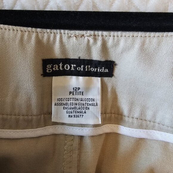 VINTAGE Gator of Florida khaki old money skirt-Sz 12 Petite-100% cotton sandyrum - Picture 3 of 3